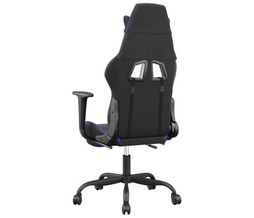 Silla gaming con reposapiés cuero sintético negro azul