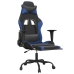 Silla gaming con reposapiés cuero sintético negro azul