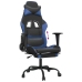 Silla gaming con reposapiés cuero sintético negro azul