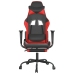 Silla gaming con reposapiés cuero sintético negro rojo