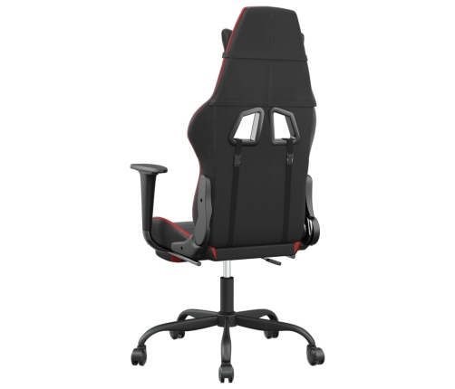 Silla gaming con reposapiés cuero sintético negro rojo