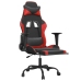 Silla gaming con reposapiés cuero sintético negro rojo