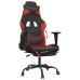 Silla gaming con reposapiés cuero sintético negro rojo