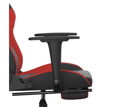 Silla gaming con reposapiés cuero sintético negro rojo