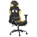 Silla gaming con reposapiés cuero sintético negro dorado