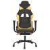 Silla gaming con reposapiés cuero sintético negro dorado