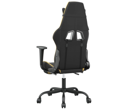 Silla gaming con reposapiés cuero sintético negro dorado