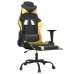 Silla gaming con reposapiés cuero sintético negro dorado