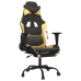 Silla gaming con reposapiés cuero sintético negro dorado