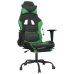 Silla gaming con reposapiés cuero sintético negro verde