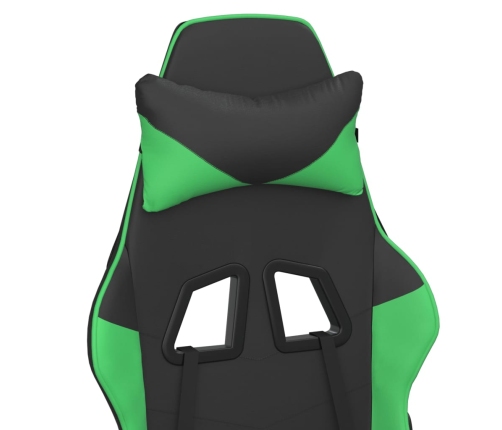 Silla gaming con reposapiés cuero sintético negro verde