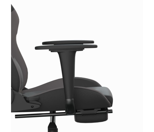 Silla gaming con reposapiés cuero sintético negro gris