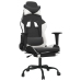 Silla gaming con reposapiés cuero sintético negro blanco