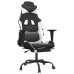 Silla gaming con reposapiés cuero sintético negro blanco