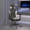 Silla gaming con reposapiés cuero sintético negro blanco