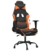 Silla gaming con reposapiés cuero sintético negro naranja