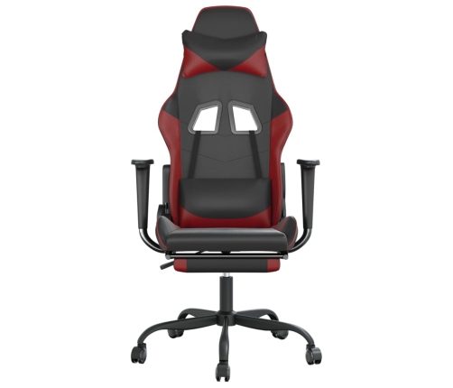 Silla gaming con reposapiés cuero sintético negro rojo tinto