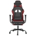 Silla gaming con reposapiés cuero sintético negro rojo tinto