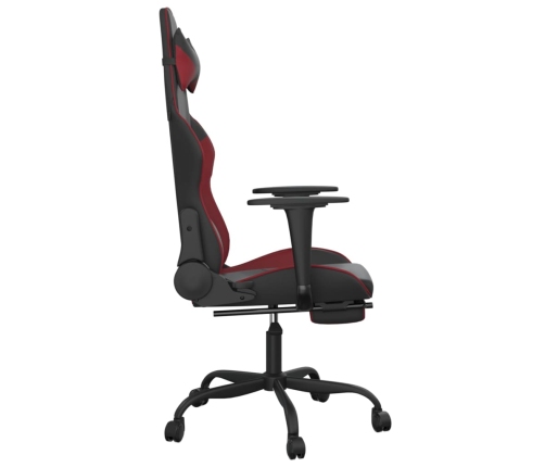 Silla gaming con reposapiés cuero sintético negro rojo tinto