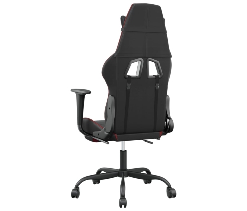 Silla gaming con reposapiés cuero sintético negro rojo tinto