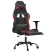 Silla gaming con reposapiés cuero sintético negro rojo tinto