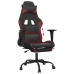 Silla gaming con reposapiés cuero sintético negro rojo tinto