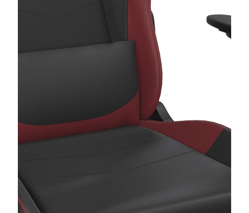 Silla gaming con reposapiés cuero sintético negro rojo tinto