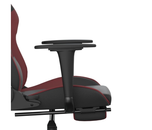 Silla gaming con reposapiés cuero sintético negro rojo tinto