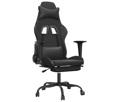 Silla gaming con reposapiés cuero sintético negro