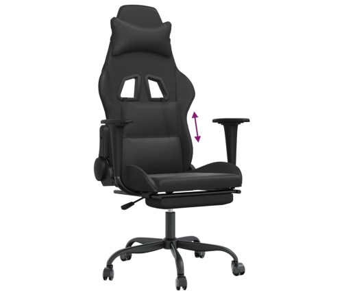 Silla gaming con reposapiés cuero sintético negro