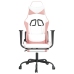 Silla gaming con reposapiés cuero sintético blanco y rosa