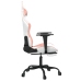 Silla gaming con reposapiés cuero sintético blanco y rosa