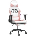 Silla gaming con reposapiés cuero sintético blanco y rosa