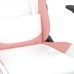 Silla gaming con reposapiés cuero sintético blanco y rosa