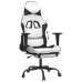 Silla gaming con reposapiés cuero sintético blanco negro