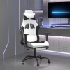 Silla gaming con reposapiés cuero sintético blanco negro