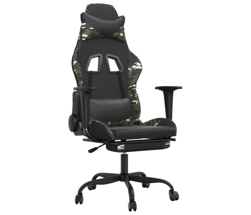 Silla gaming con reposapiés cuero sintético negro camuflaje