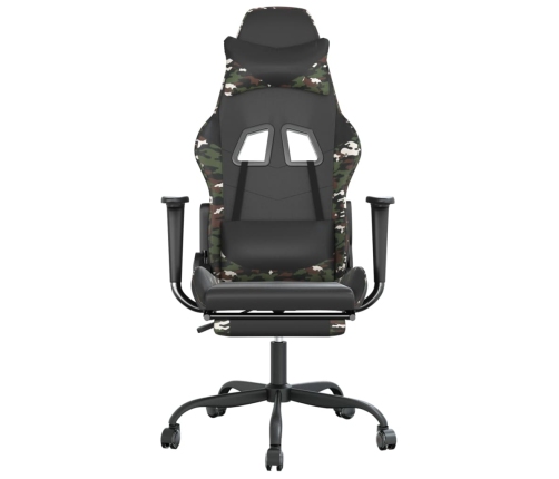 Silla gaming con reposapiés cuero sintético negro camuflaje