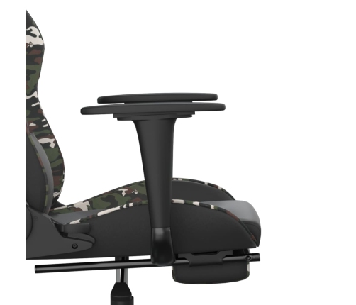 Silla gaming con reposapiés cuero sintético negro camuflaje