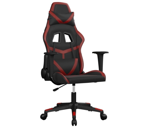 Silla gaming cuero sintético negro y rojo vino tinto