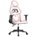 Silla gaming cuero sintético blanco y rosa