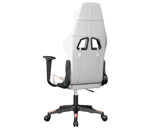 Silla gaming cuero sintético blanco y rosa