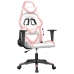 Silla gaming cuero sintético blanco y rosa