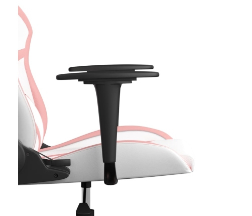 Silla gaming cuero sintético blanco y rosa