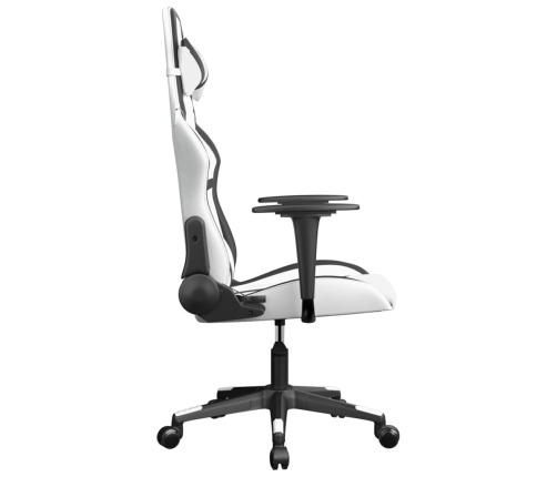 Silla gaming cuero sintético blanco y negro