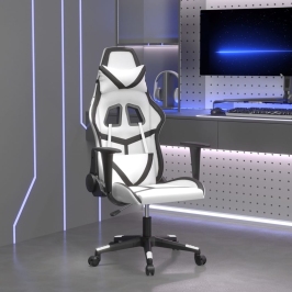 Silla gaming cuero sintético blanco y negro