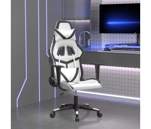 Silla gaming cuero sintético blanco y negro