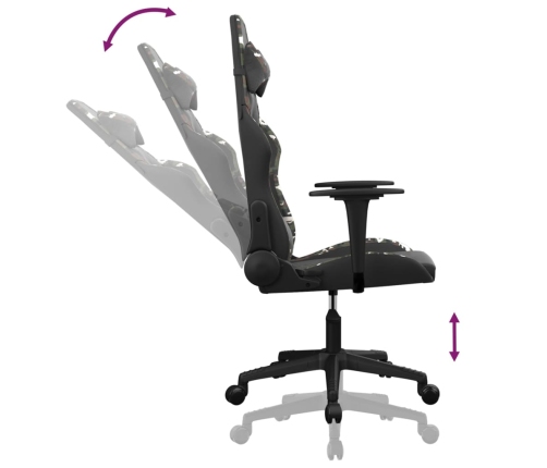 Silla gaming cuero sintético negro y camuflaje