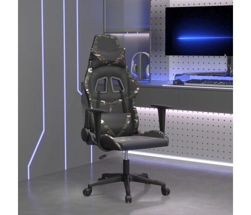 Silla gaming cuero sintético negro y camuflaje