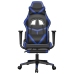 Silla gaming con reposapiés cuero sintético negro azul